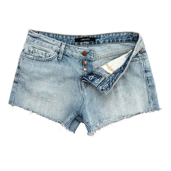 J Brand Light Blue Cutoff Denim Shorts Women’s Size 26 High-Rise Distressed - Picture 2 of 7